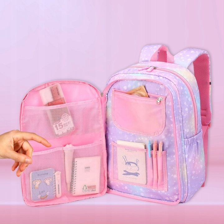 PLECAK SZKOLNY TORNISTER DLA DZIEWCZYNKI KLASA 1-3 WIELOKOMORY DO SZKOŁY