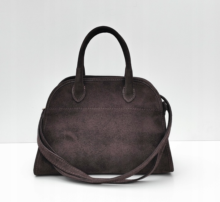 Torebka zamsz kuferek skóra naturalna brązowa czekoladowa espersso