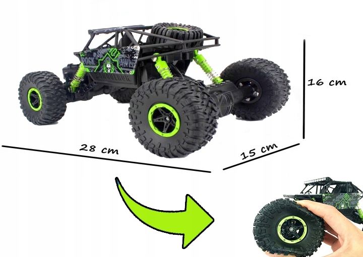 ZDALNIE STEROWANY DUŻY SAMOCHÓD TERENOWY AUTO POJAZD 4x4 PILOT ZASIĘG 50M