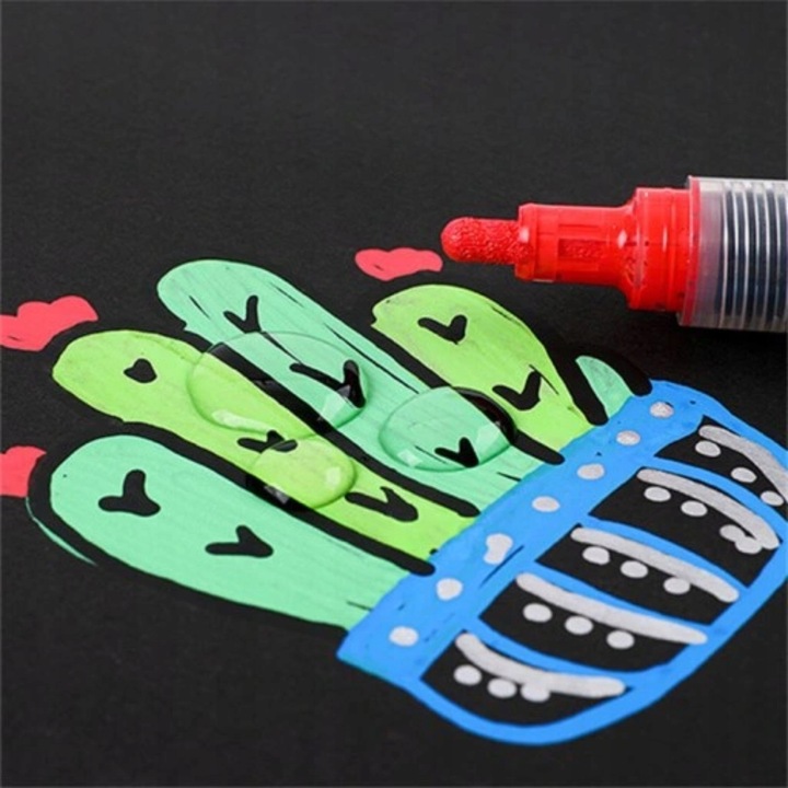 MARKERY AKRYLOWE ZESTAW 24 SZT Pisaki Flamastry Mazaki WODOODPORNE Z FARBĄ