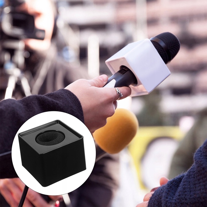 MIKROFON FLAGA KOSTKA STACJA MIKROFONOWA PRZENOŚNE LOGO