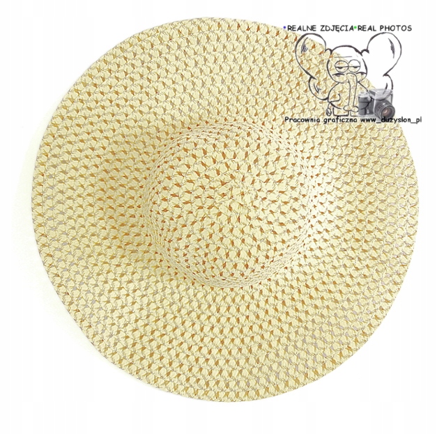 KAPELUSZ damski PLAŻOWY wakacyjny DUŻY ECRU ECRI