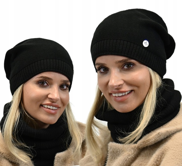 Komplet Czapka z Tubą Znakomita Jakość Czarny B1