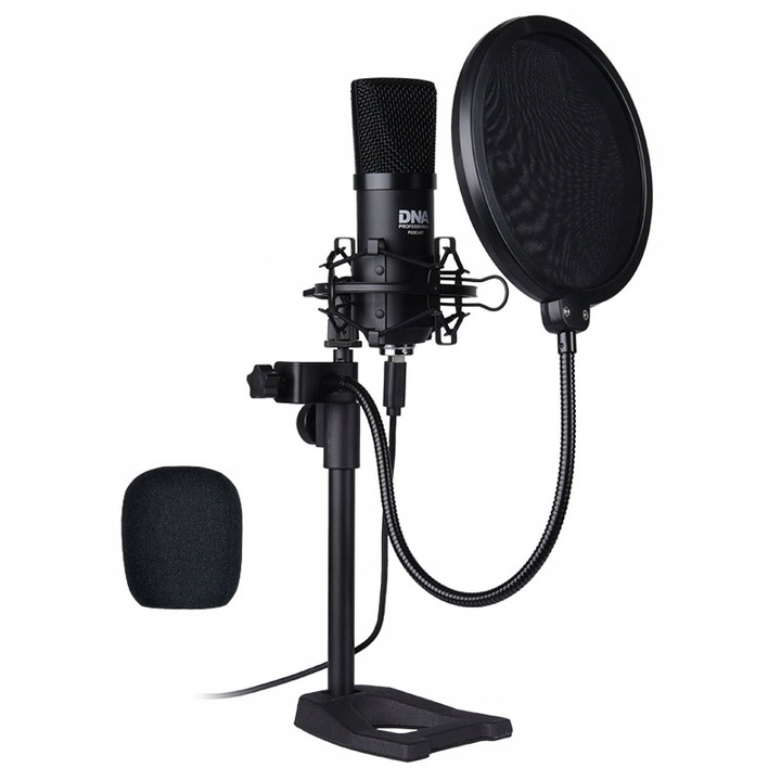 MIKROFON POJEMNOŚCIOWY USB + STATYW UCHWYT POP FILTR KOSZ DNA PODCAST 700