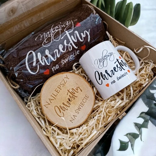 PREZENT dla od Ojca chrzestnego chrzest ręcznik