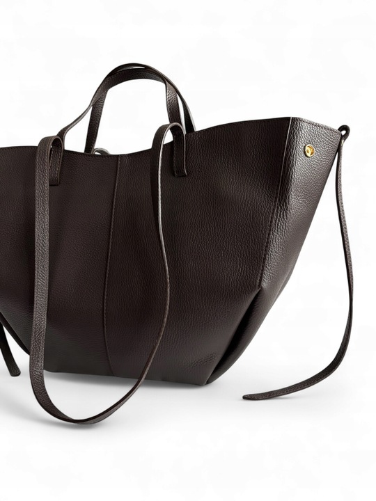 Torebka damska Vera Pelle Shopperka skóra naturalna BRĄZOWA MAXI