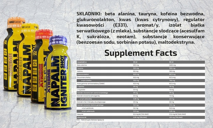 FA Napalm Igniter Juice Shot 24 x 120 ml smak egzotyczny Przedtreningówka