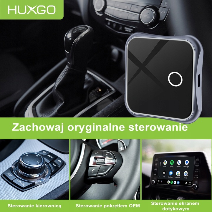HUXGO bezprzewodowy adapter 2w1 do Apple CarPlay i Android Auto BY963A