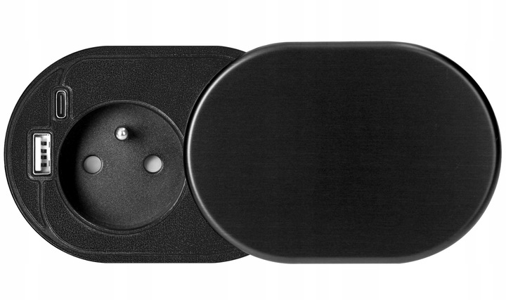 Gniazdo Wpuszczane Chowane w Blat USB + USB-C Przesuwana Pokrywa Kabel 1,9m