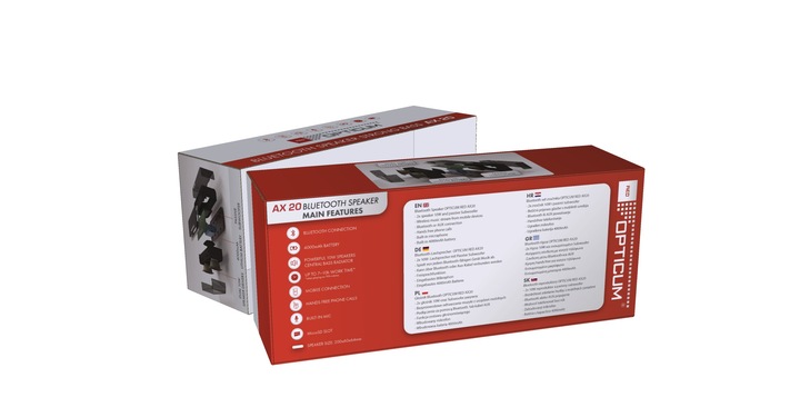 PRZENOŚNY GŁOŚNIK BLUETOOTH OPTICUM RED AX20