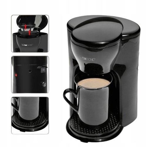 MAŁA KAWIARKA EKSPRES DO KAWY PRZELEWOWY Z KUBKIEM 1 FILIŻANKA 125ml 300W