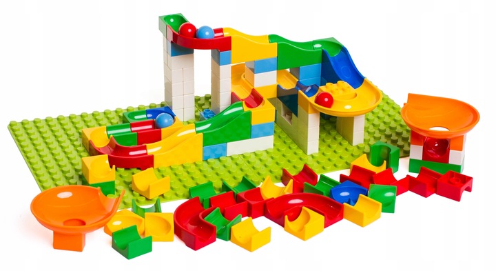 Tor kulkowy labirynt dla kulek kulodrom marble run klocki 108 el