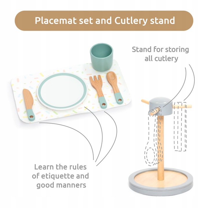UMU Zestaw naczyń drewnianych dla dzieci 28 szt.