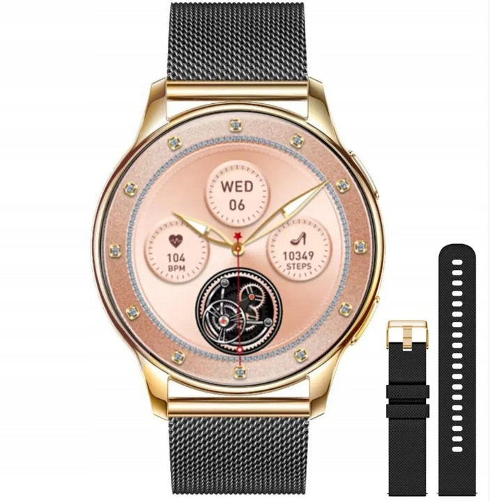 SMARTWATCH DAMSKI ZEGAREK AMOLED MENU PL ROZMOWY 2 PASKI + SŁUCHAWKI GRATIS