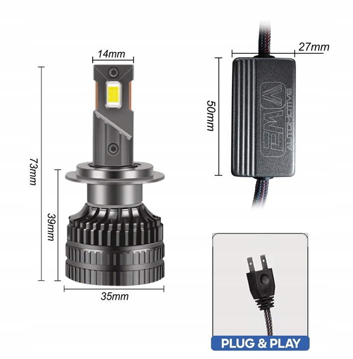 Żarówki Retrofit LED H7 CSP 120W 28000LM MOCNE CANBUS