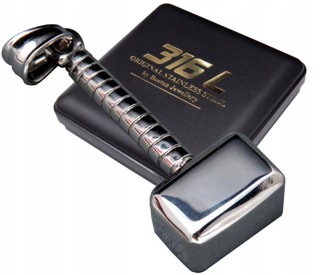 SREBRNY DUŻY MŁOT NA ŁAŃCUSZEK STAL 316L ORYGINAŁ