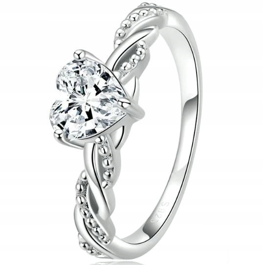 pierścionek serce kryształ srebro 17mm rozm. 14 SimplyMe + GRATIS