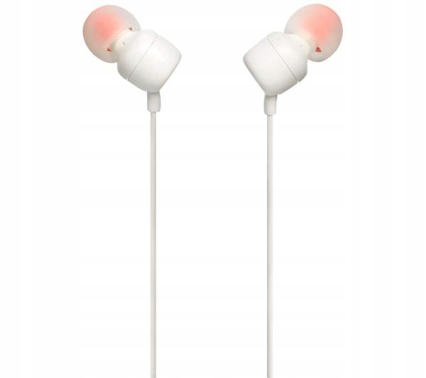 Słuchawki przewodowe JBL T110 Pure Bass Mikrofon Białe dokanałowe