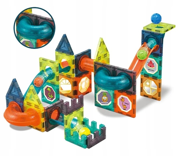 TOR KULKOWY 110 ELEMENTÓW DUŻY ZESTAW KULODROM KLOCKI KONSTRUKCYJNE