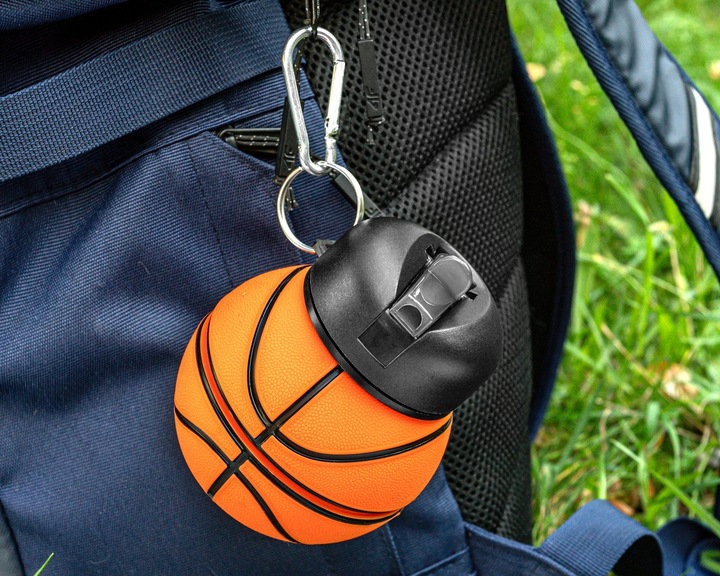 SKŁADANY BIDON PIŁKA do KOSZYKÓWKI BUTELKA 550 ml z KARABIŃCZYKIEM silikon