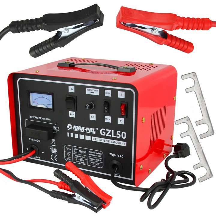 PROSTOWNIK ŁADOWARKA DO SAMOCHODÓW GZL-50 12V/24V SZYBKIE ŁADOWANIE 50A