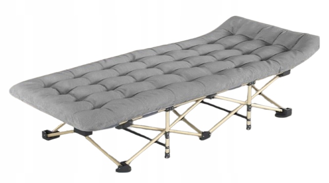 SKŁADANE ŁÓZKO TURYSTYCZNE Z GRUBYM MATERACEM 190X71x36 CM SZARY