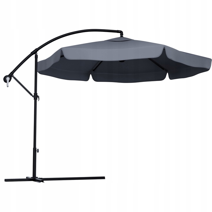 PARASOL OGRODOWY 350cm SKŁADANY NA WYSIĘGNIKU WODOODPORNY + POKROWIEC SZARY