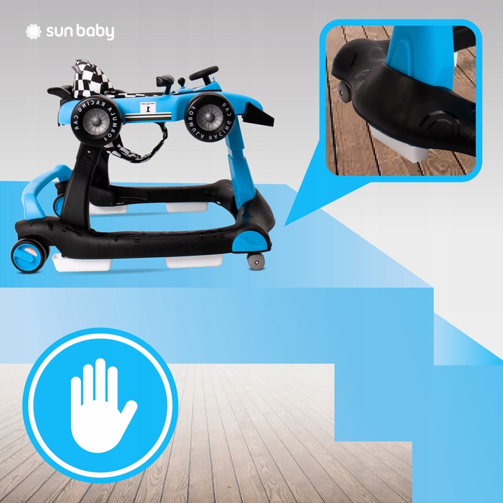 Interaktywny Chodzik jeździk pchacz Wyścigówka Formuła 1 3w1 niebieski
