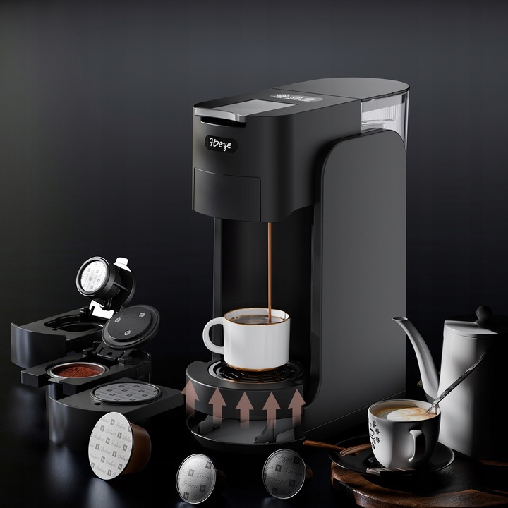 Ekspres kapsułkowy, ekspres wielokapsułkowy 3 w 1+ spieniacz do mleka