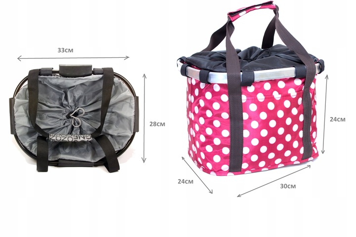 TORBA KOSZYK do ROWERU rowerowy PIKNIK MALINOWY