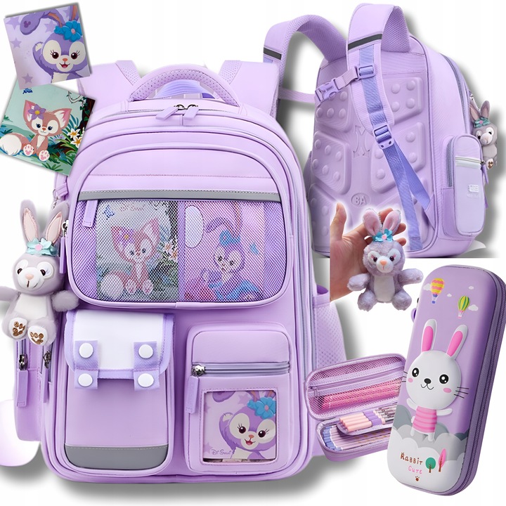 PLECAK SZKOLNY TORNISTER + PIÓRNIK KRÓLIK ZAJĄC odblaski WIELOKOMOROWY 3D