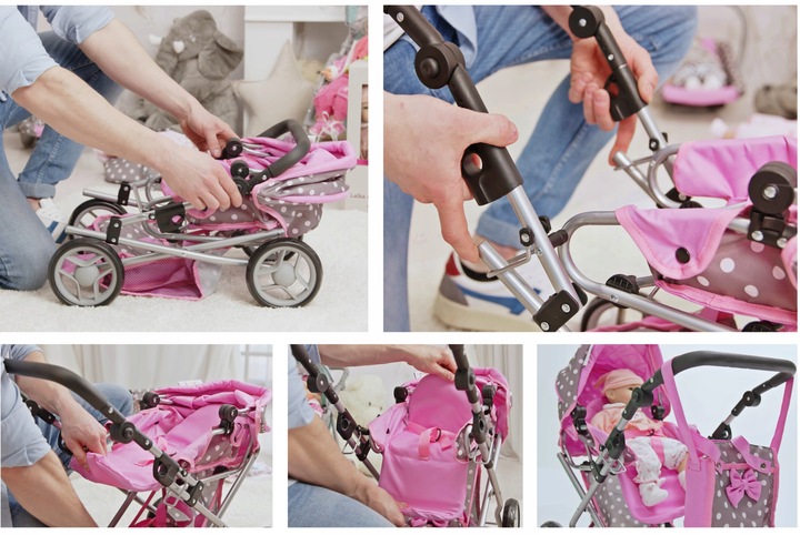 Doris Wózek dla lalek 3w1 GONDOLA SPACERÓWKA POŚCIEL TORBA PRZEWIJAK