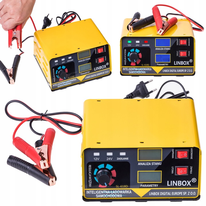 PROSTOWNIK SAMOCHODOWY DO AKUMULATORÓW 24V 12V 20A POLSKIE MENU