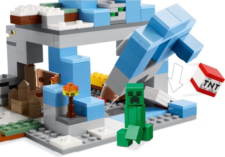 LEGO MINECRAFT 21243 KLOCKI LODOWA JASKINIA DOMEK OŚNIEŻONE SZCZYTY
