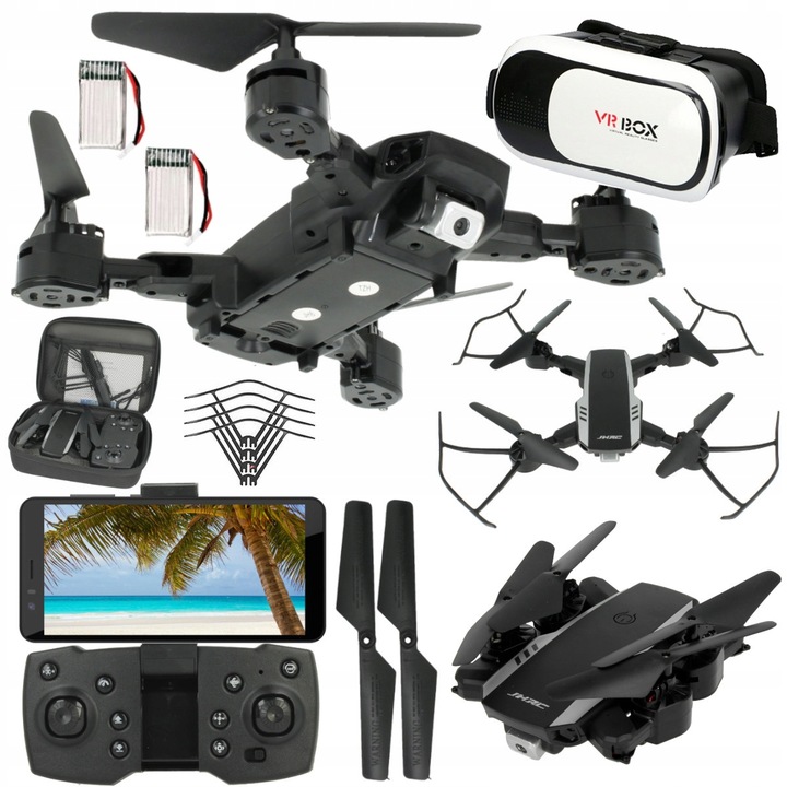 DRON KAMERA WIFI na Żywo ZAWIS POWRÓT ANDROID iOS 30MIN 2x Aku +GOGLE VR A