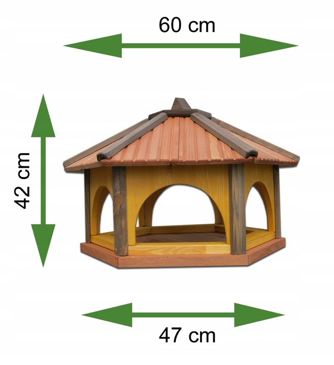Duży karmnik dla ptaków z drewna do ogrodu K60 XXL