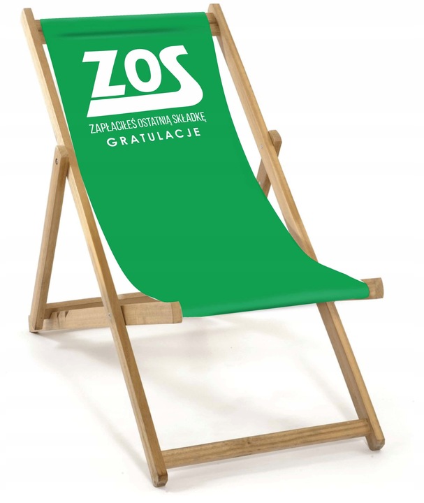 LEŻAK DREWNIANY OGRODOWY Z NADRUKIEM SKŁADANY MATERIAŁ WYTRZYMAŁY