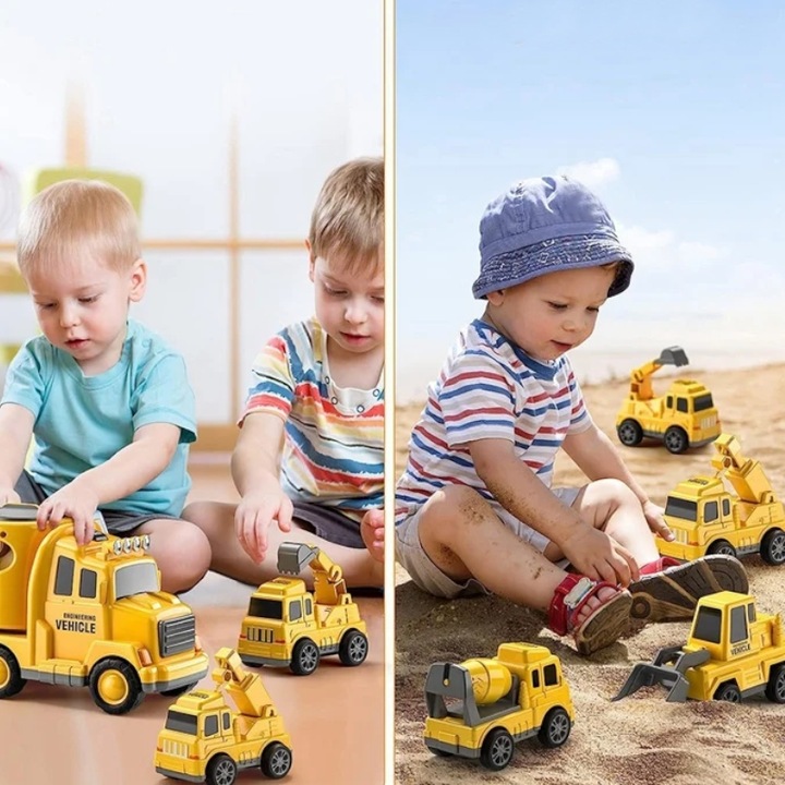 SAMOCHODY BUDOWLANE DLA DZIECI ZESTAW AUT TIR KOPARKA BETONIARKA ZABAWKA
