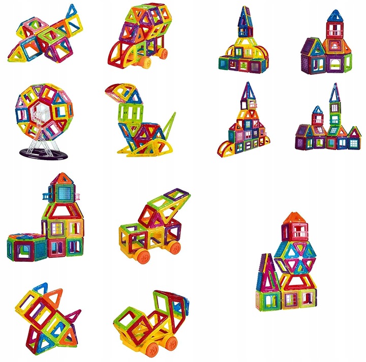 KLOCKI MAGNETYCZNE 3D 128 elm KONSTRUKCYJNE Edukacyjne , GRATISY