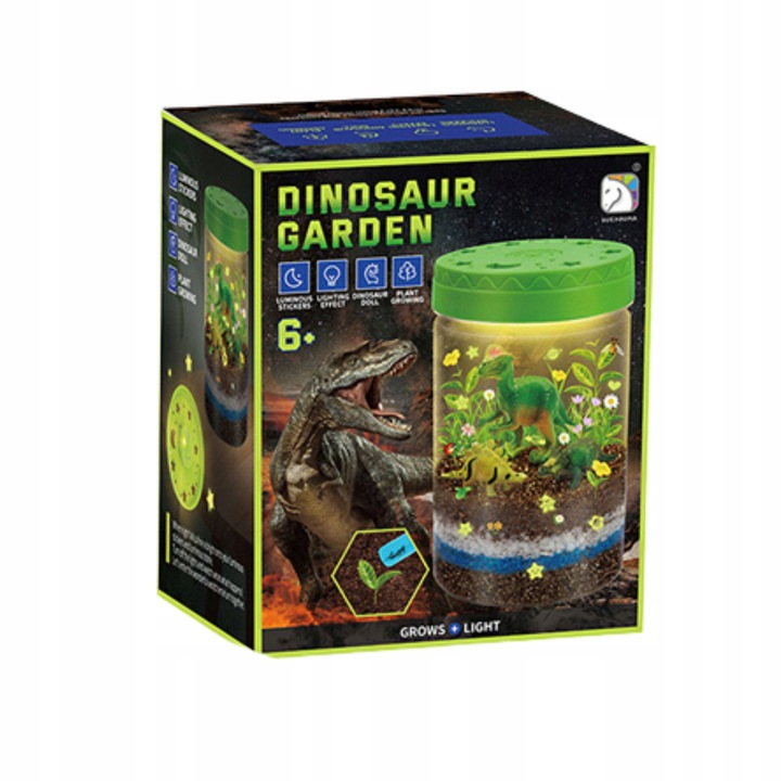 DINOZAUR OGRÓD TERRARIUM PROJEKTOR LAMPKA NOCNA PIASEK NAKLEJKI ROŚLINY