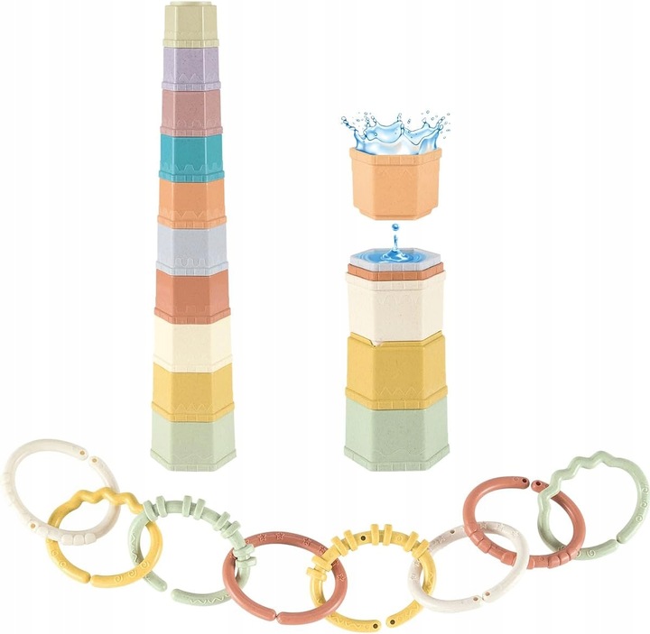 ZABAWKA SENSORYCZNA MONTESSORI 5w1 DLA NIEMOWLĄT SORTER, WIEŻA, ZWIERZĄTKA