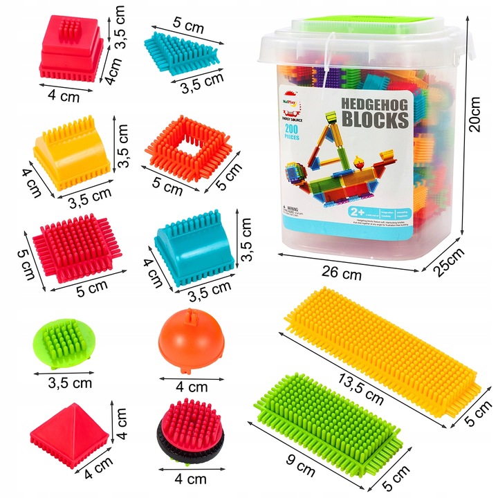 KLOCKI KONSTRUKCYJNE WAFLE JEŻYKI KOLOROWE MOCNE DLA DZIECI WIADERKO XXL