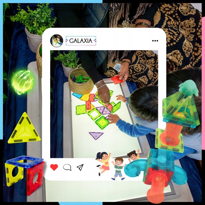 KLOCKI MAGNETYCZNE DUŻE 75 el Konstrukcyjne Świecące Dla Dzieci TOR KULKOWY