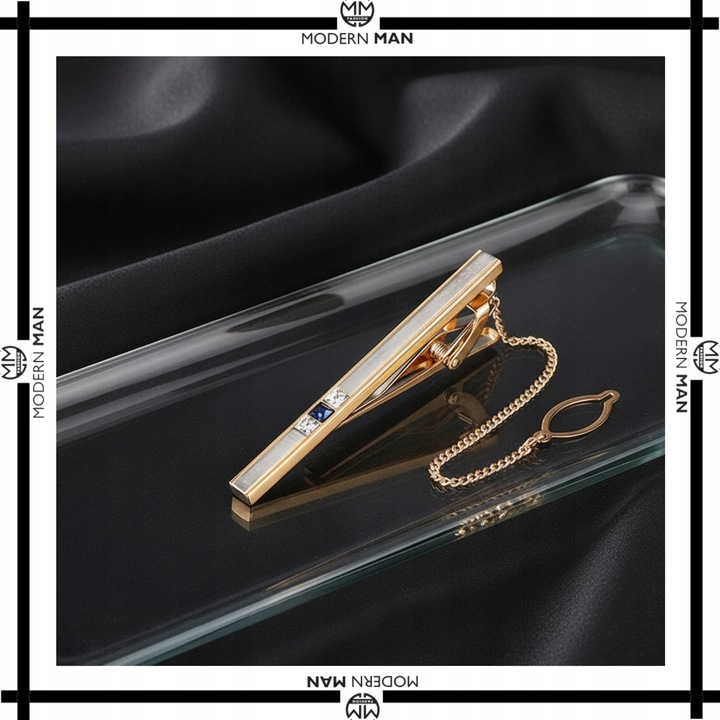 Spinka do krawata + PUDEŁKO złota klasyczna modna prezent dla Niego