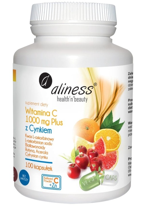 Aliness Witamina C 1000mg Cynk Bioflawonoidy Rutyna Acerola 100 VEGE kaps.
