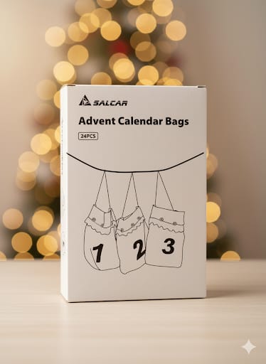 KALENDARZ ADWENTOWY DIY 24 WORECZKI JUTOWE Z KORONKĄ + SZNUREK NUMERY