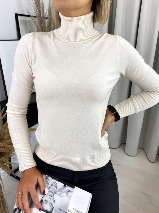 Klasyczny Przyjemny Sweter z Golfem codziennych stylizacji ARIANNA BEŻOWY