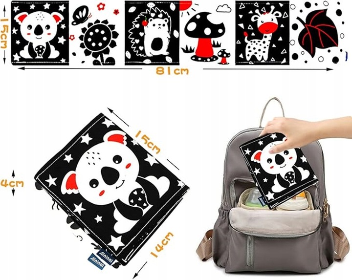 Książeczka sensoryczna o wysokim kontraście 0 do 12 miesięcy Zabawki dla