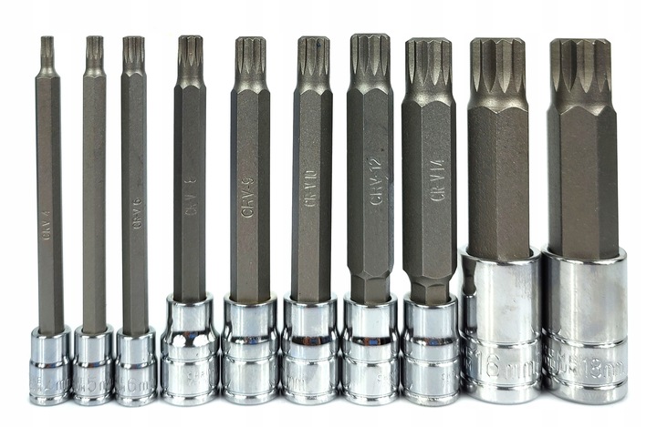 ZESTAW NASADEK KOŃCÓWKI BITY SPLINE M4-M18 DŁUGIE