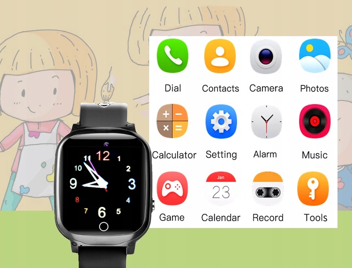 Smartwatch Zegarek Dla Dzieci SIM Aparat Telefon Gry Odtwarzacz Muzyki